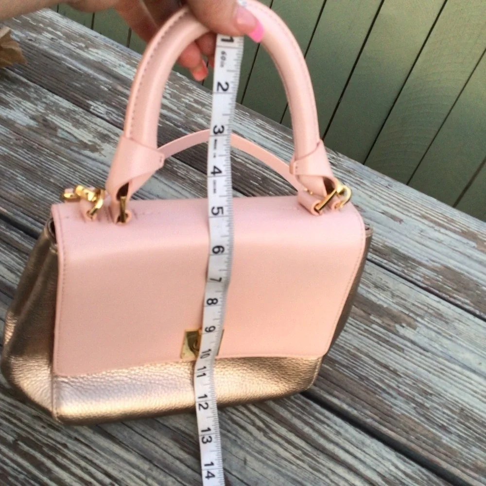 Ted Baker Pink / Gold Leather Handbag Crossbody Bag with Removable Strap